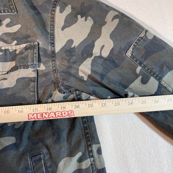 Levis Jacket Med Camo Military Style Y2K Vintage 90's Cotton Raw Front Hem Denim - Picture 5 of 13